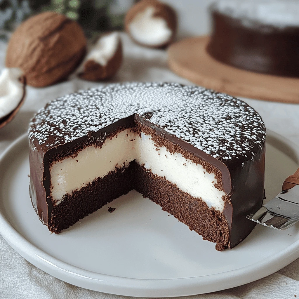 Gâteau au chocolat et noix de coco en poudre