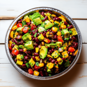 sauce à l'avocat et salade de haricots rouges
