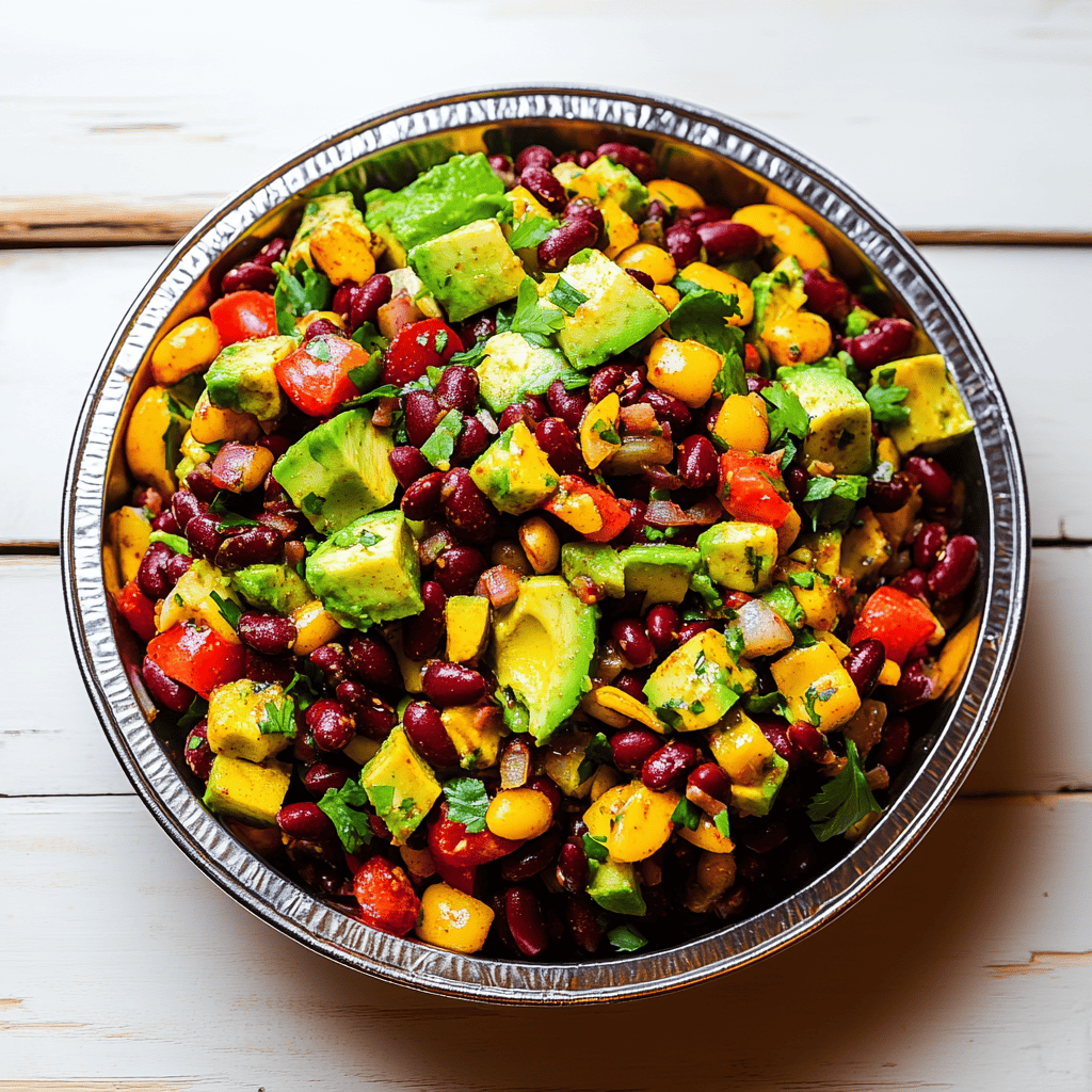 sauce à l'avocat et salade de haricots rouges