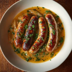 saucisses aux moutarde et oignons