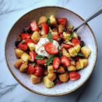 Salade panzanella aux fraises