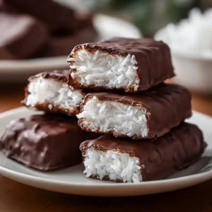 Bars de coco enrobées de chocolat