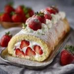 gâteau roulé aux fraises