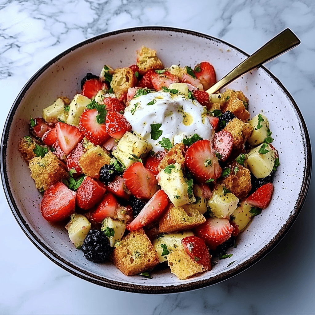 sauce salade panzanella aux fraises