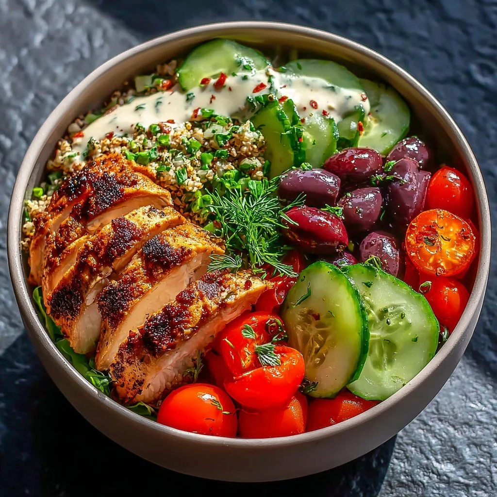 Bol grec au poulet quinoa