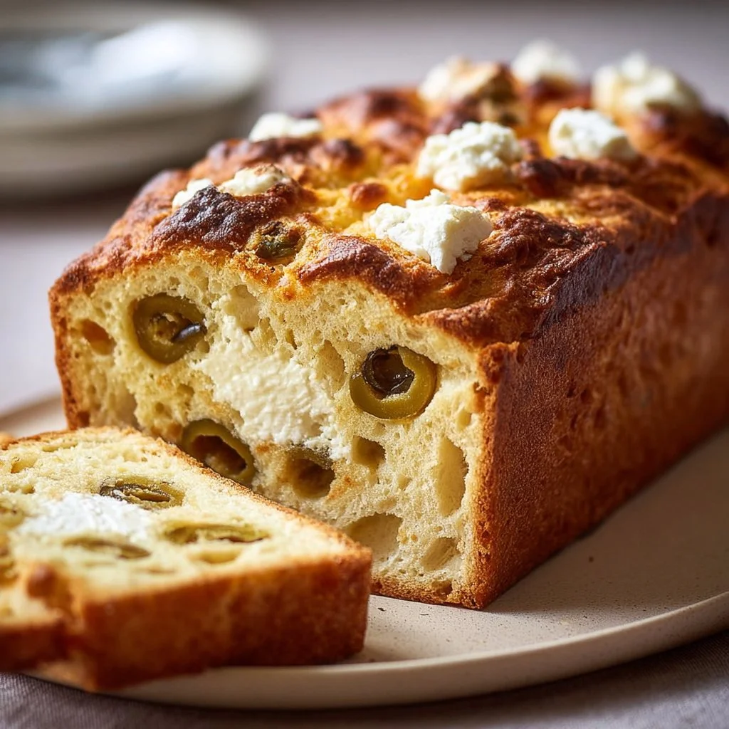 Cake moelleux à la feta et aux olives