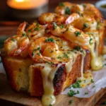 Pain à l'Ail au Fromage et Crevettes Grillées