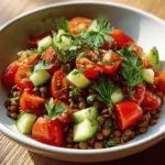 Salade tiède de lentilles vertes aux tomates