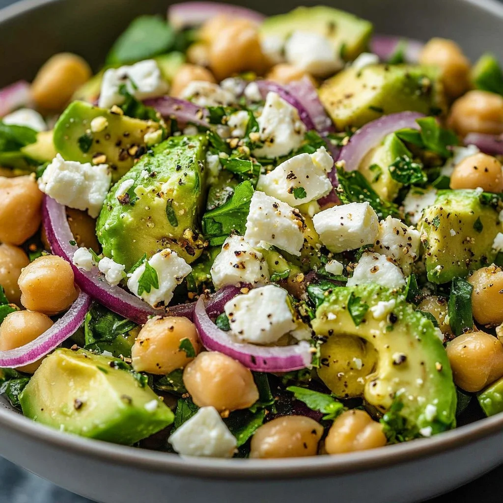 Chickpea Feta Avocado Salad