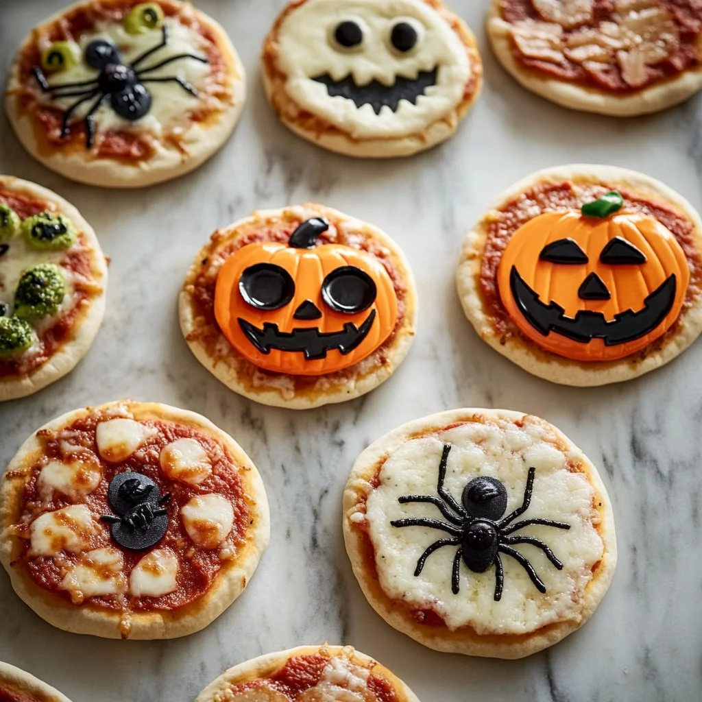 Easy Mini Halloween Pizzas