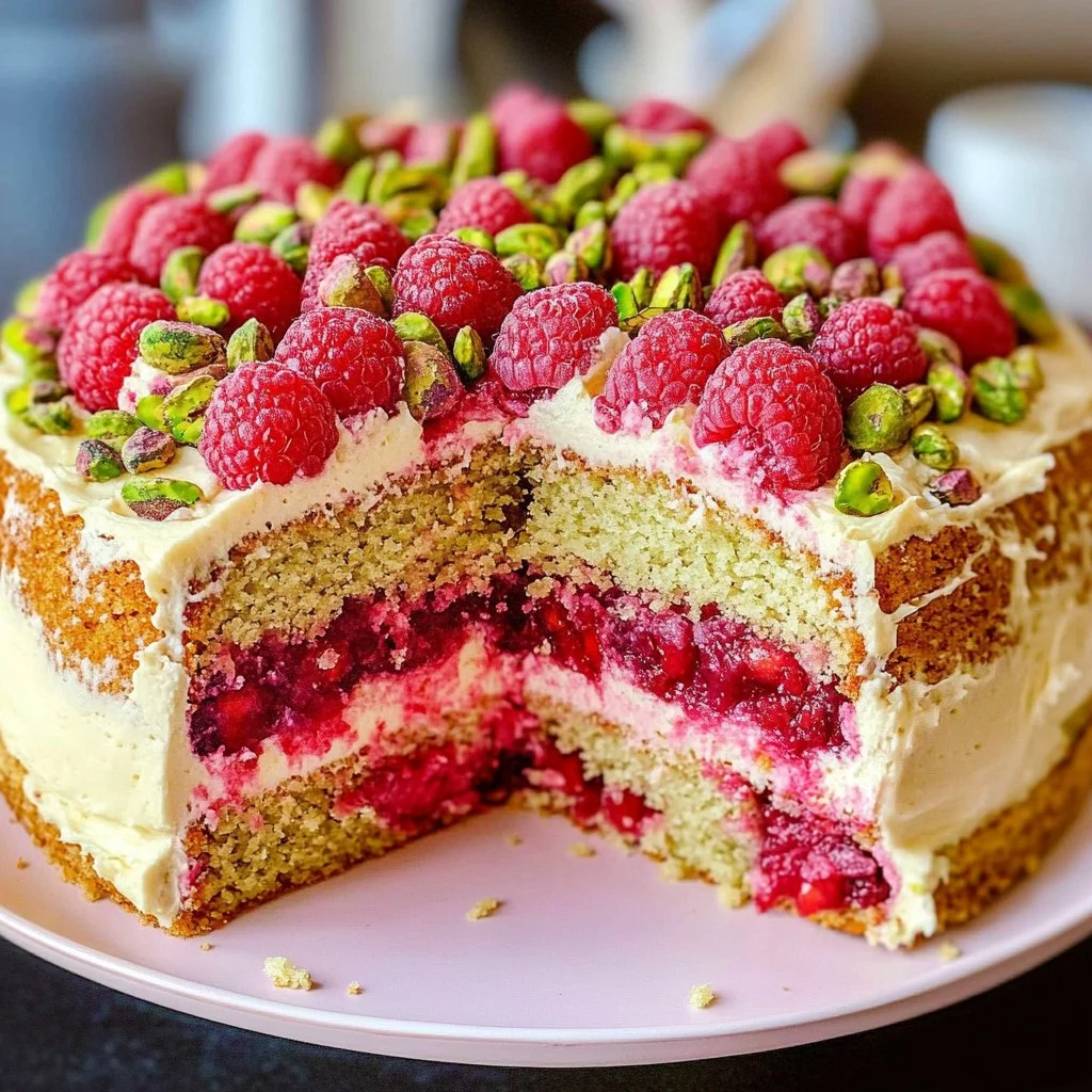 Raspberry Pistachio Cake