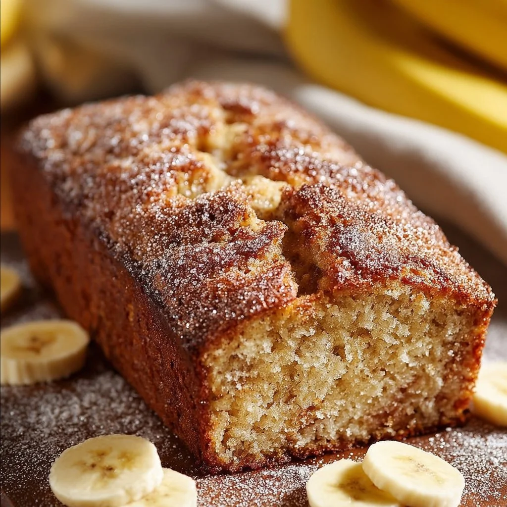 Delicious Snickerdoodle Banana Bread fresh out of the oven