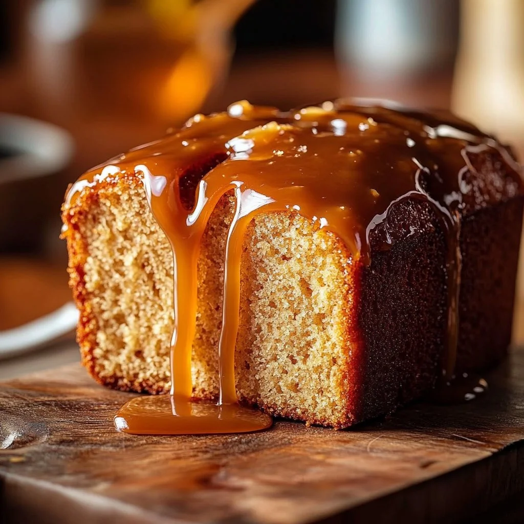 Sliced brown butter pumpkin bread drizzled with salted maple glaze.