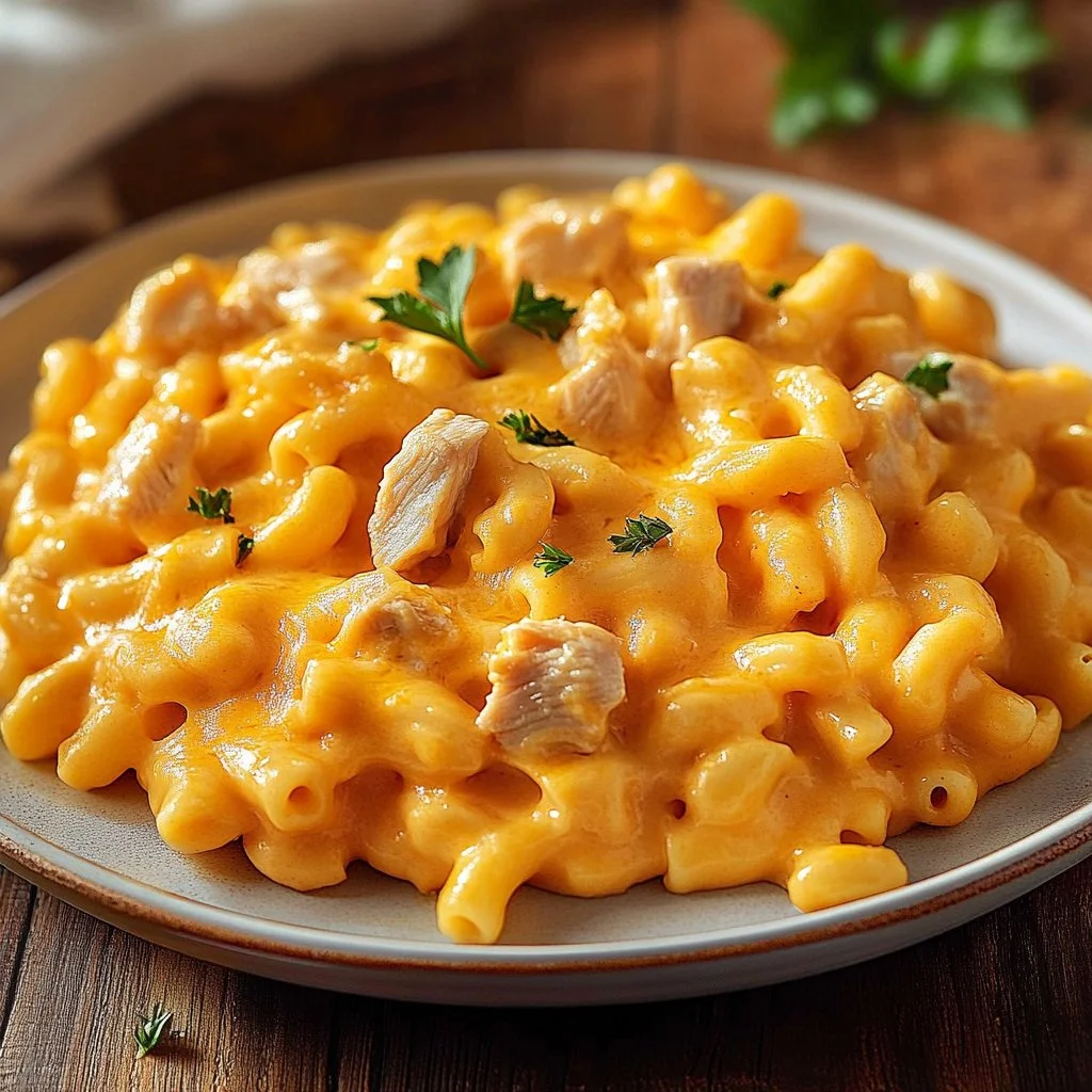 Buffalo Chicken Macaroni and Cheese served in a bowl with toppings