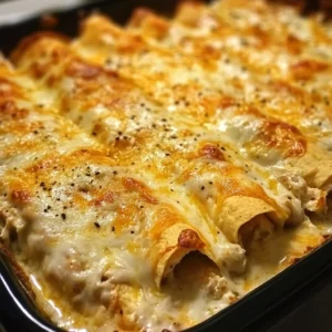 Cheesy chicken enchiladas topped with melted cheese and fresh cilantro.