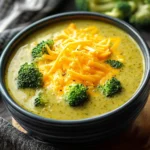 Creamy keto-friendly broccoli soup in a bowl garnished with herbs