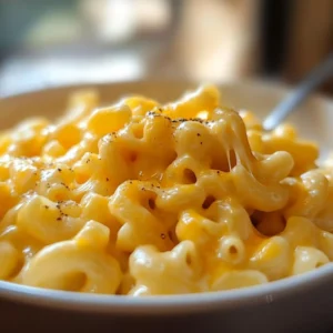 Delicious Crock Pot Mac and Cheese served in a bowl with cheese and pasta