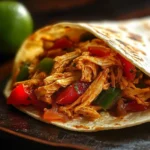 Delicious Crockpot chicken fajitas with colorful bell peppers and onions