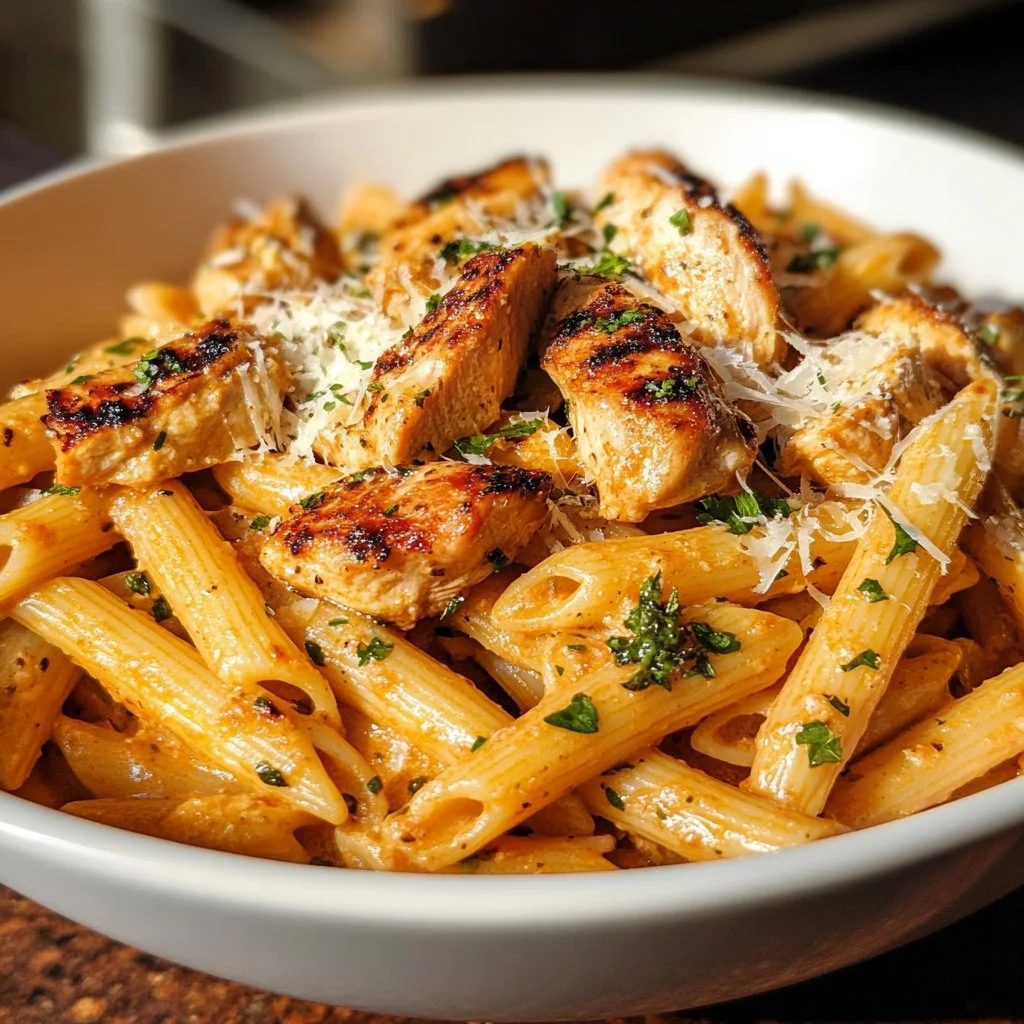 Creamy Cajun chicken pasta dish with five ingredients ready to serve