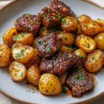 Garlic Butter Steak Bites And Potatoes