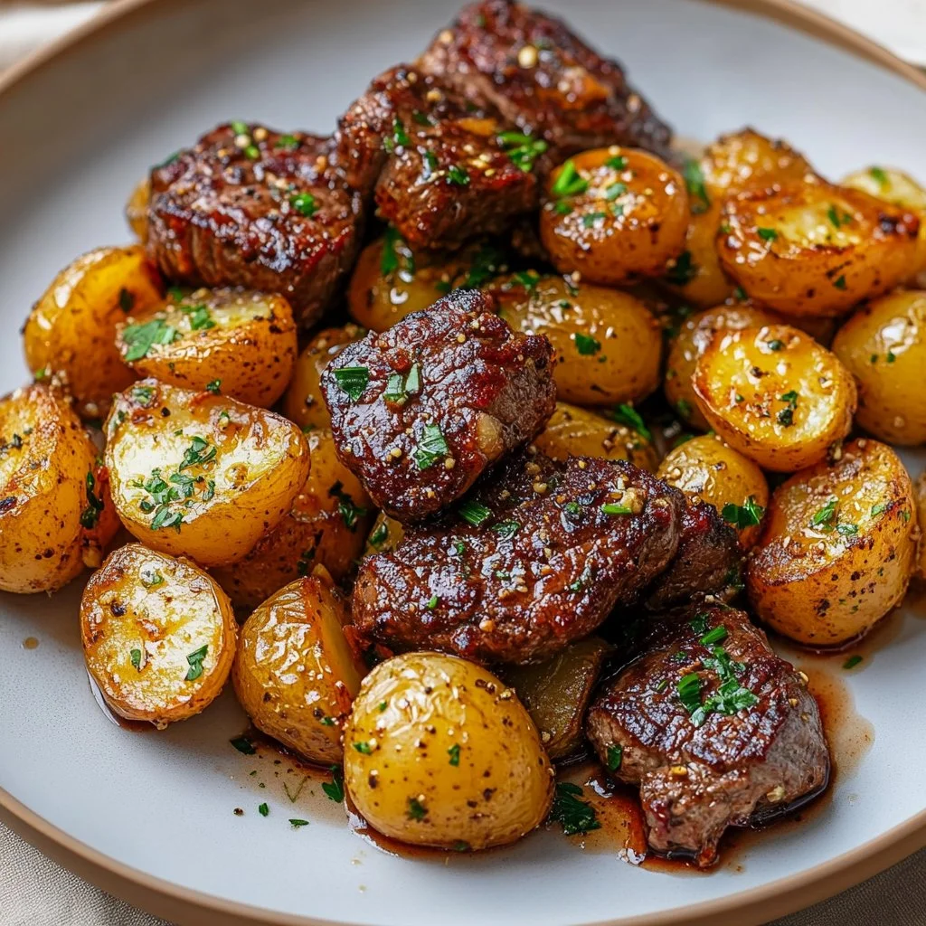 Garlic Butter Steak Bites And Potatoes