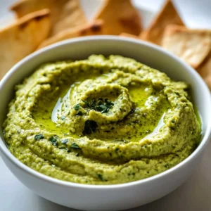 Delicious green olive dip served with fresh vegetables and crackers