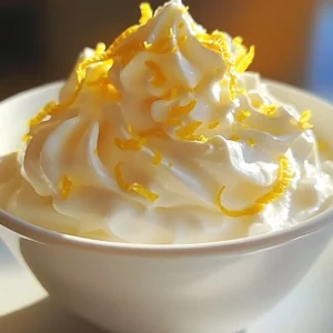 Delicious lemon whipped cream topping on dessert