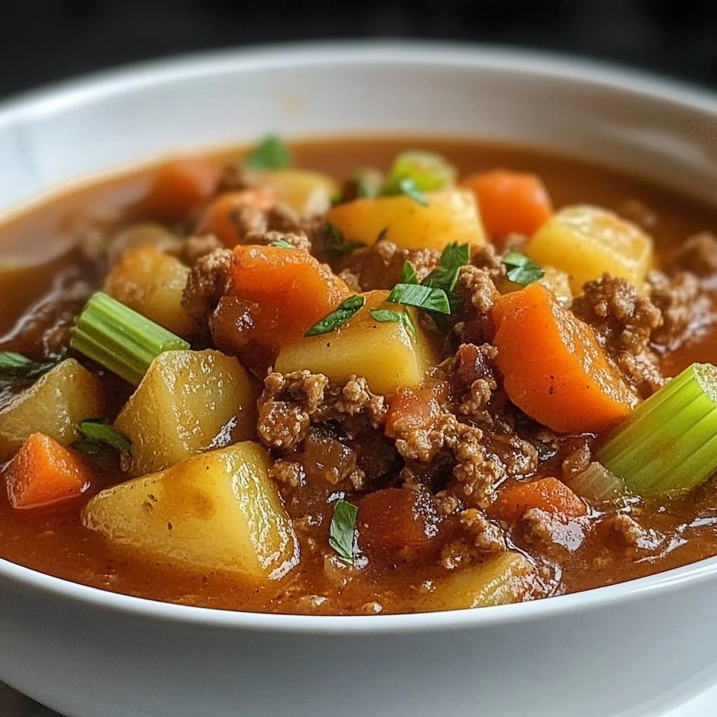 Delicious One-Pot Hobo Stew served in a rustic bowl.