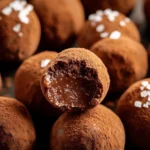 Delicious homemade salted caramel truffles on a decorative plate