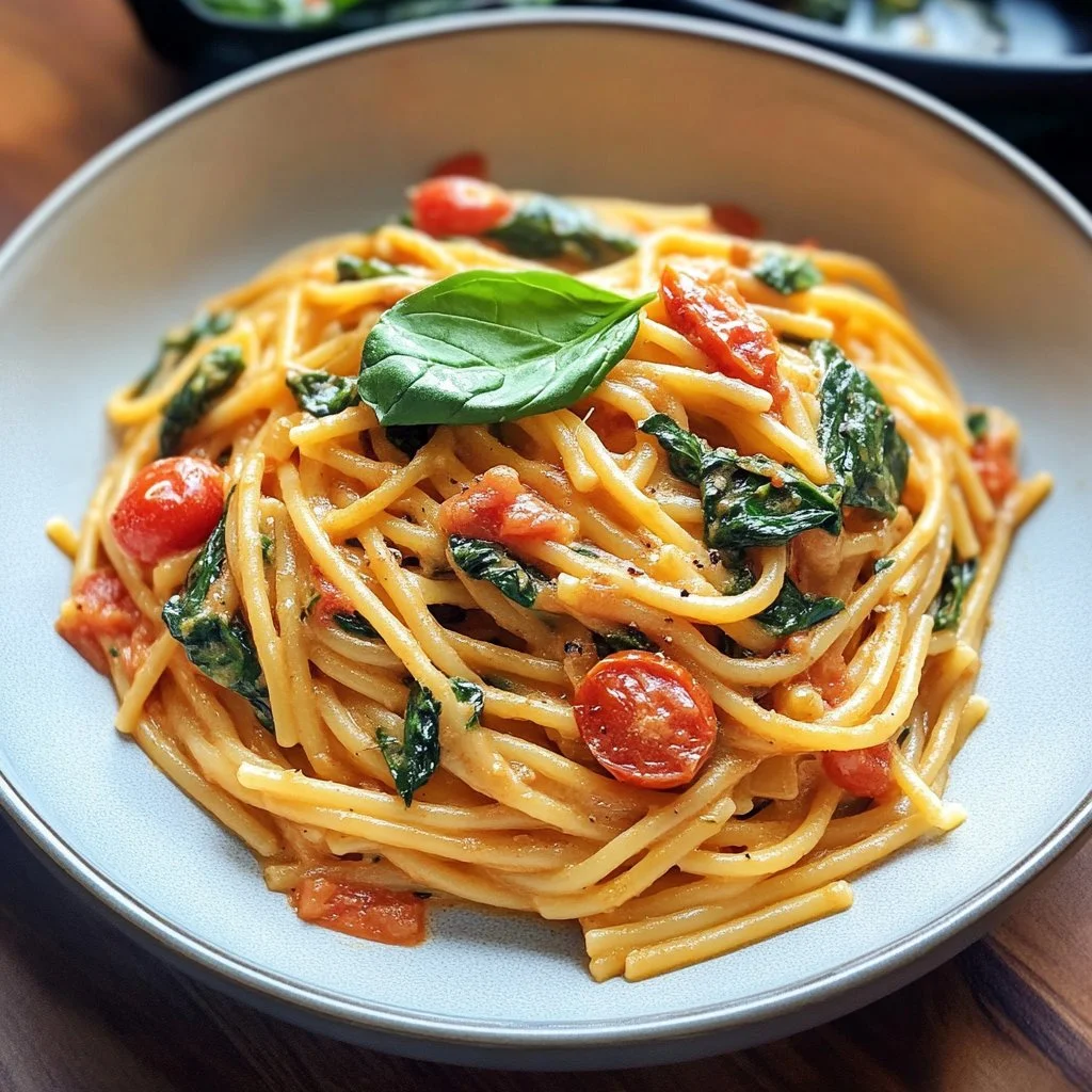 Tasty Spinach Tomato Pasta