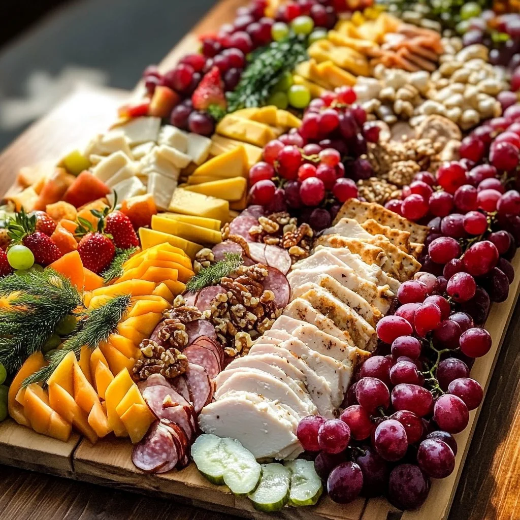 Beautifully arranged Thanksgiving charcuterie board filled with seasonal treats.