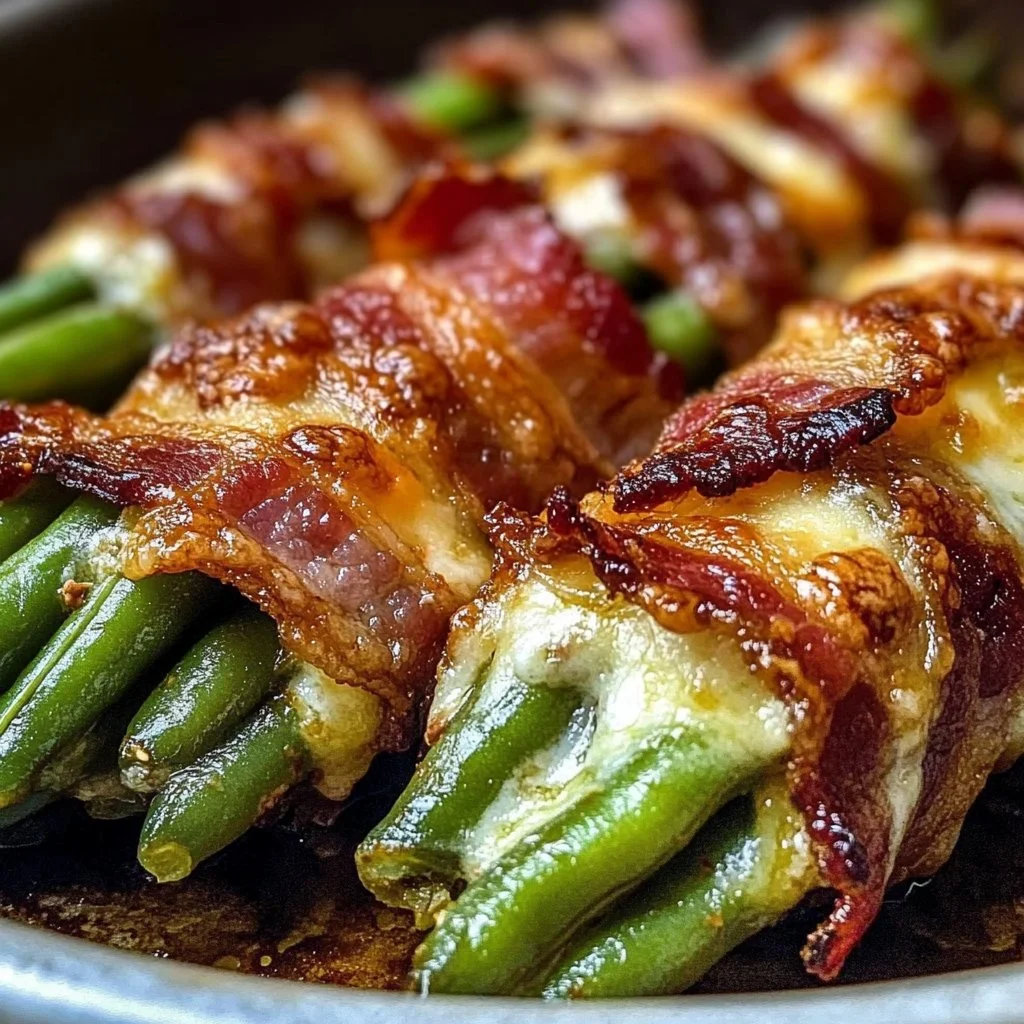 Cheesy Bacon Green Bean Bundles