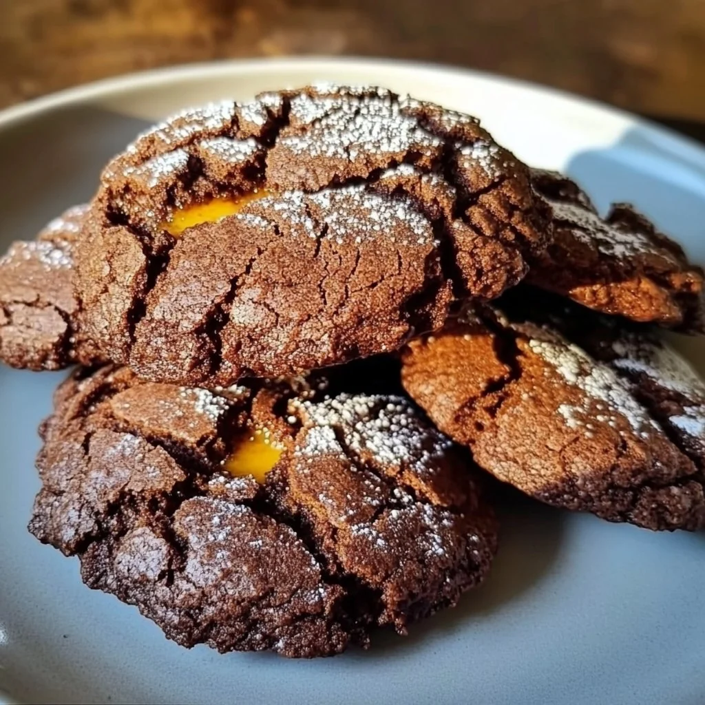 Delicious Chocolate Orange Shortbread cookies arranged on a plate.