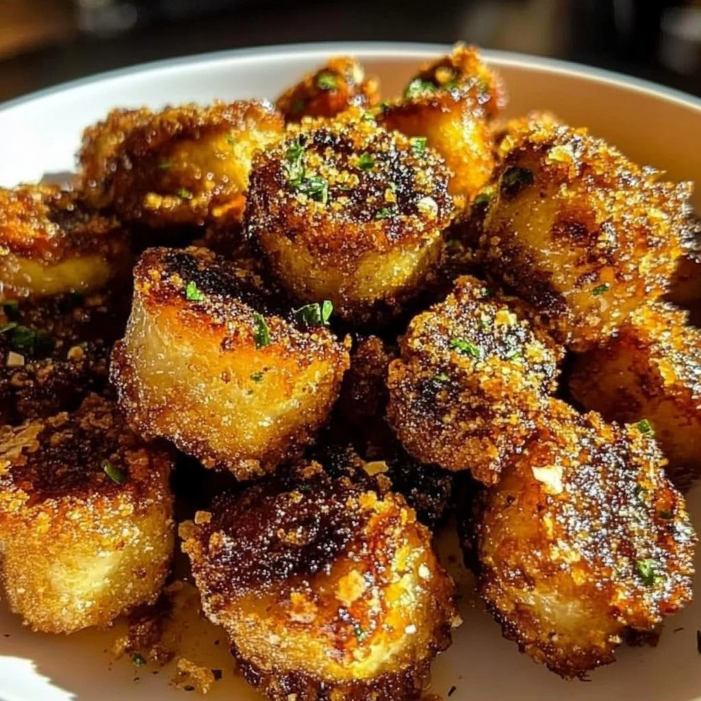 Crispy Oven Fried Garlic Mushrooms