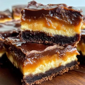 Delicious Dulce de Leche Chocolate Cheesecake Bars with a chocolate crust