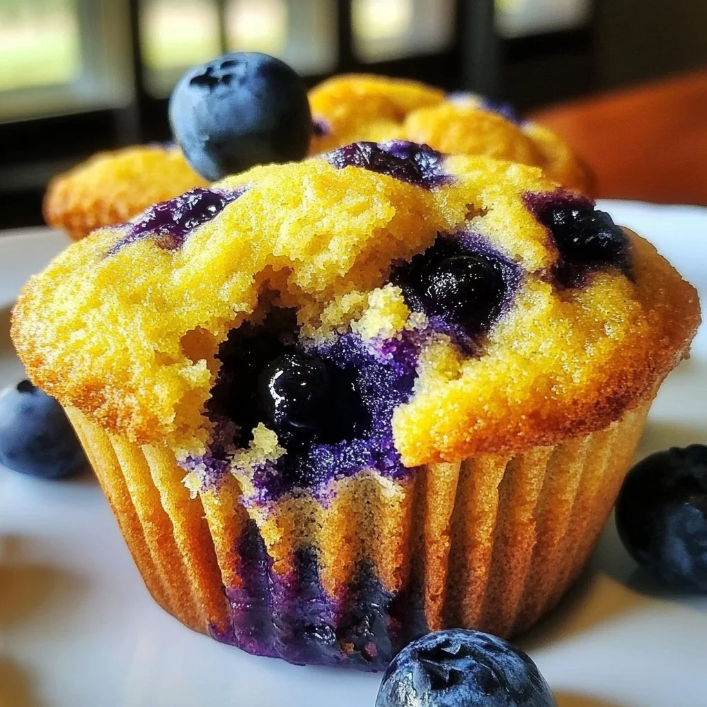 Delicious lemon blueberry muffins fresh out of the oven