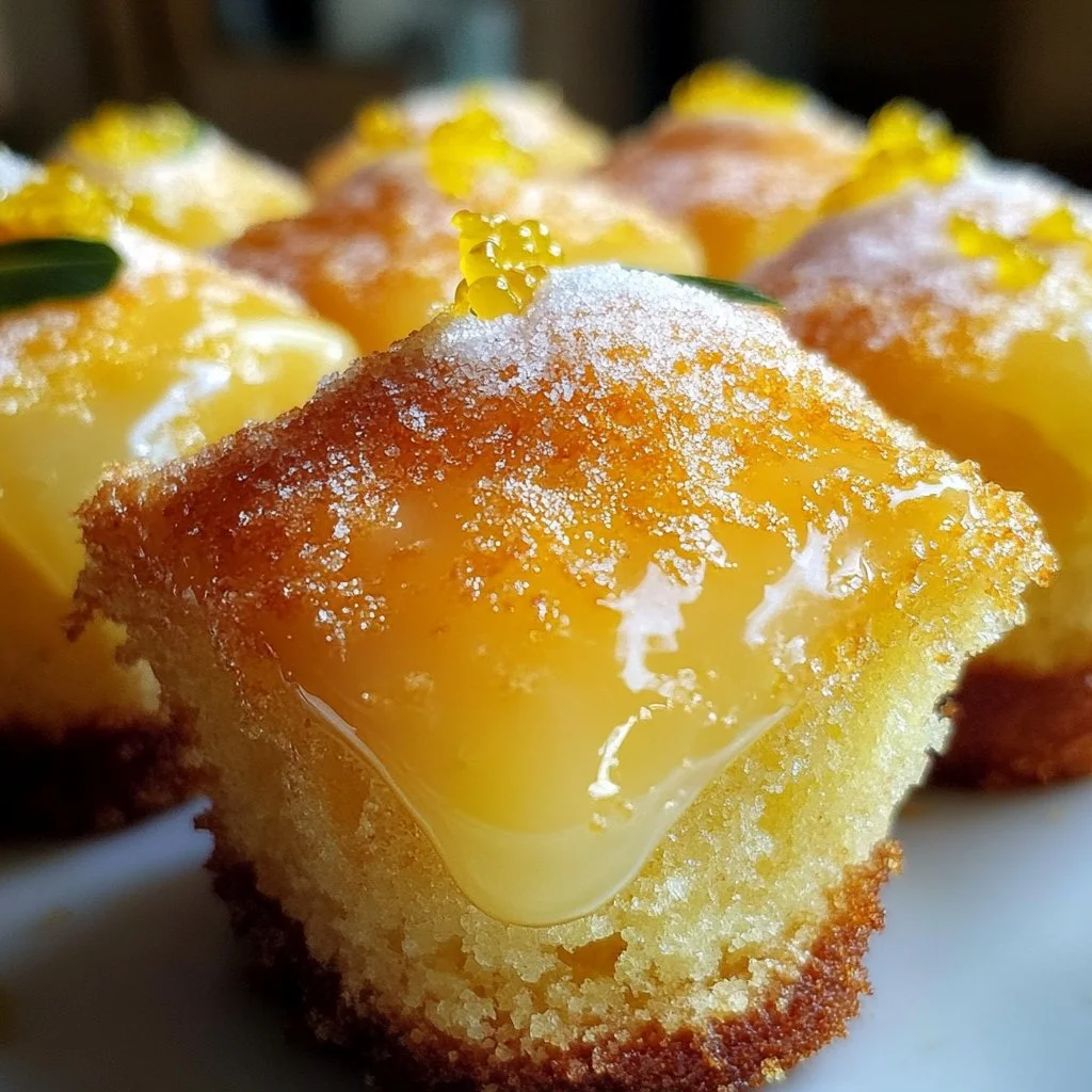 Limoncello Mascarpone Cake Bites served on a white plate with lemon zest garnish