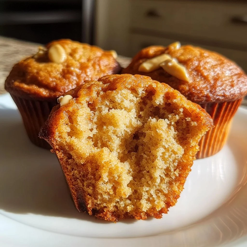 Delicious homemade peanut butter muffins on a plate