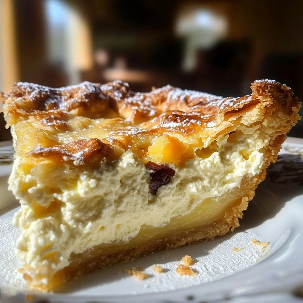 Homemade ricotta pie with a golden crust and creamy filling