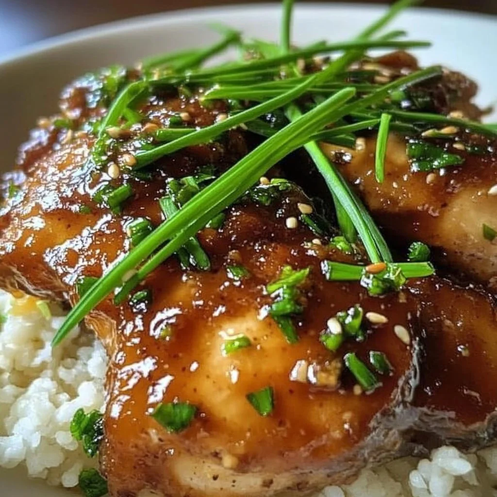 Delicious Slow Cooker Brown Sugar Garlic Chicken served with fresh vegetables