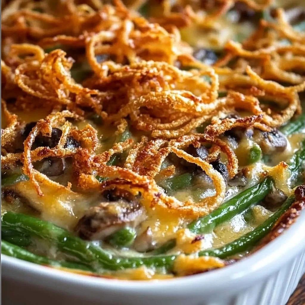 Delicious Thanksgiving casserole dish served on a festive table