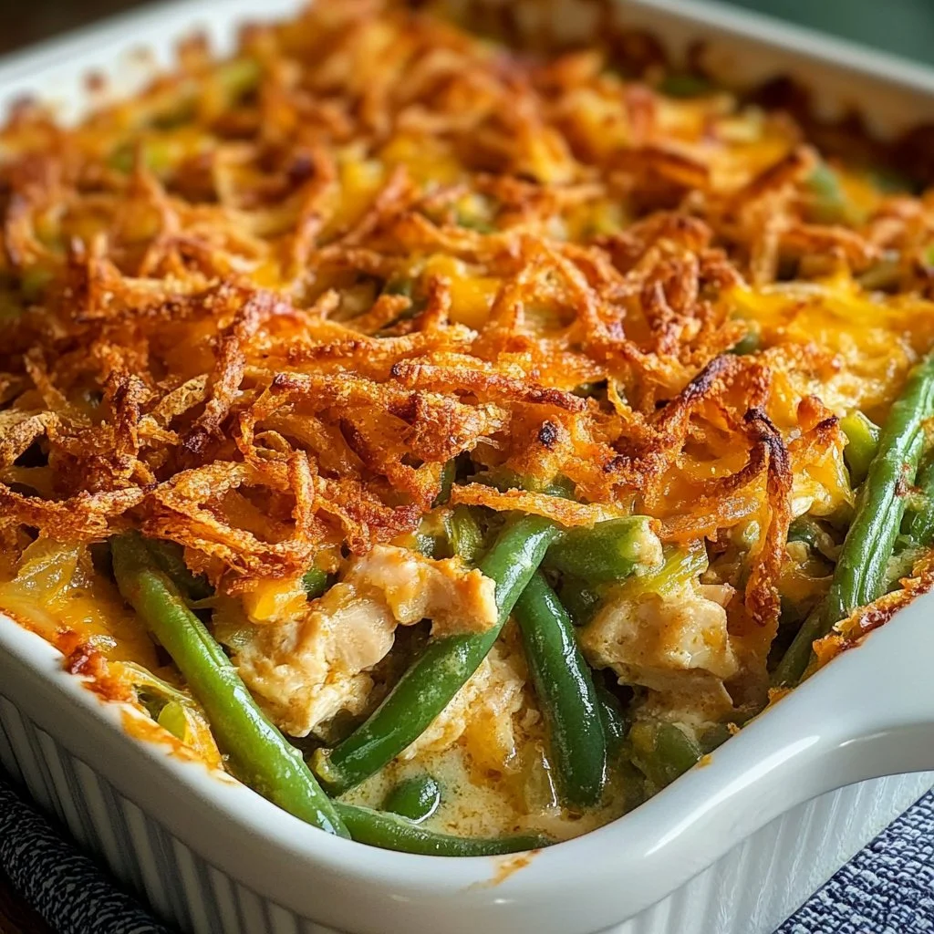 Thanksgiving Turkey Casserole topped with breadcrumbs and herbs in a baking dish