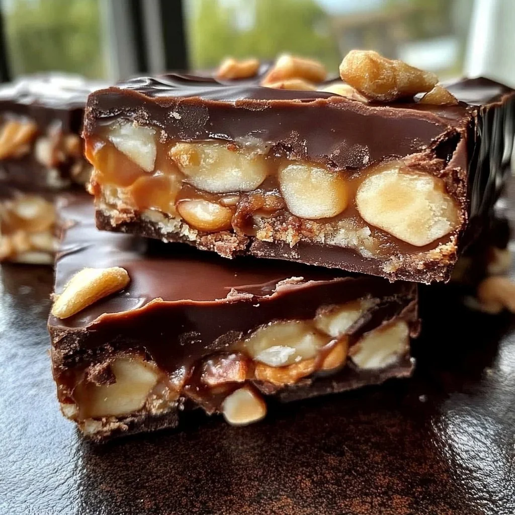 Homemade vegan snickers bars, a healthy and delicious dessert option.