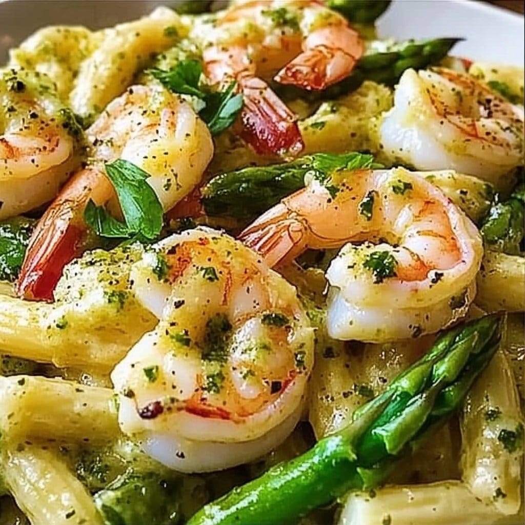 Shrimp Asparagus Carbonara
