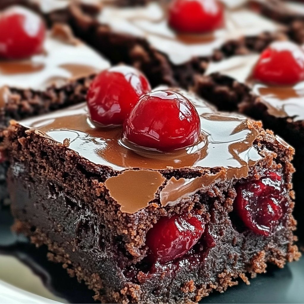 Fudgy Cherry Brownies with Ganache