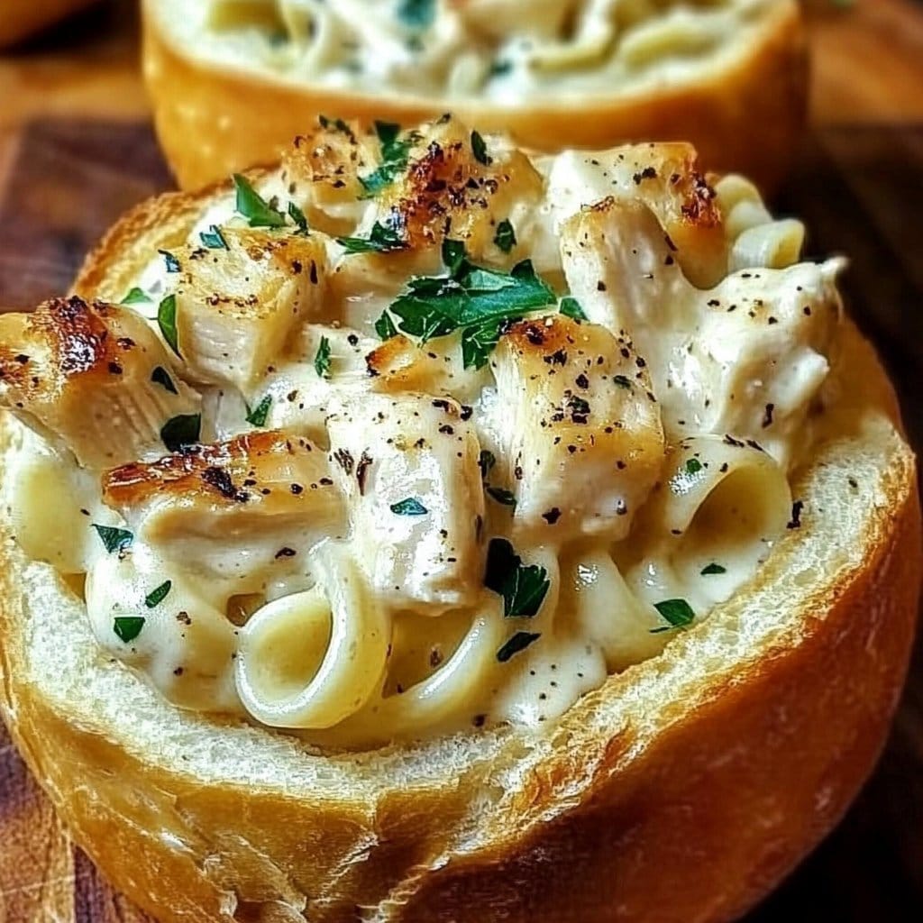 Chicken Alfredo Bread Bowls