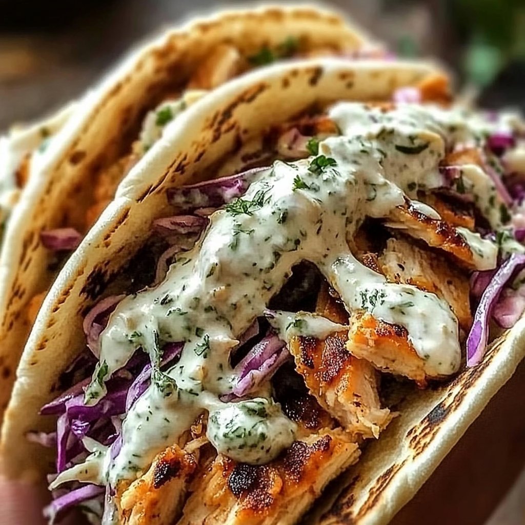 Chicken Pitas with Herbed Slaw