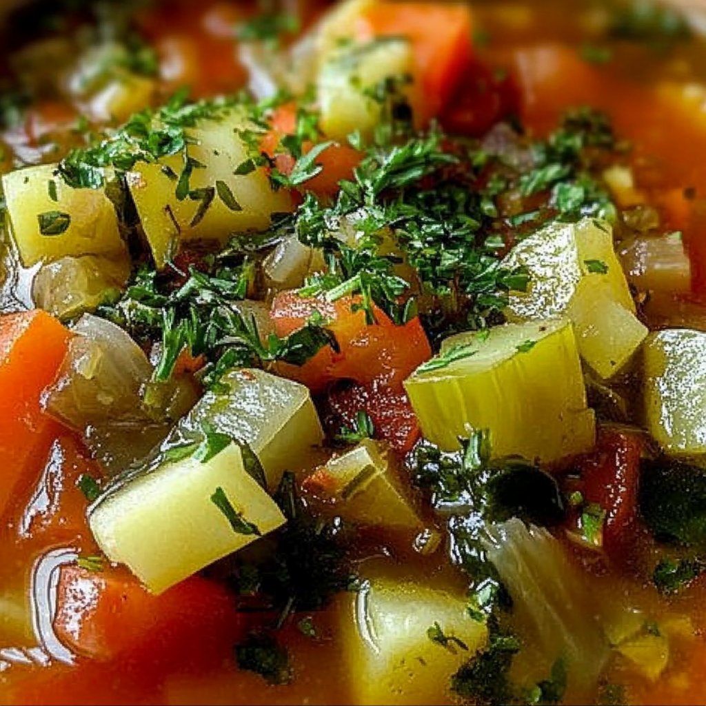 Hearty Rustic Vegetable Soup with Fresh Herbs