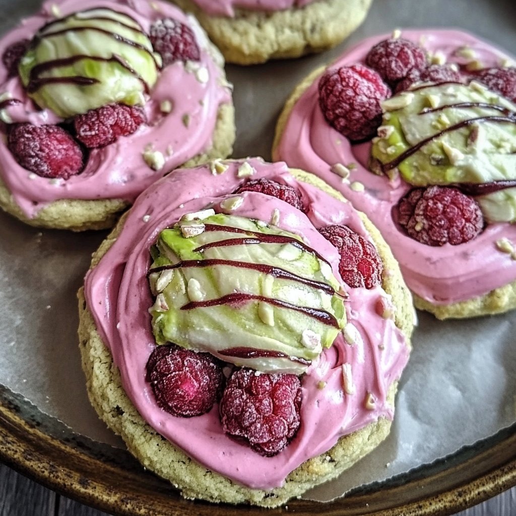 Pistachio and Raspberry Cheesecake Cookies