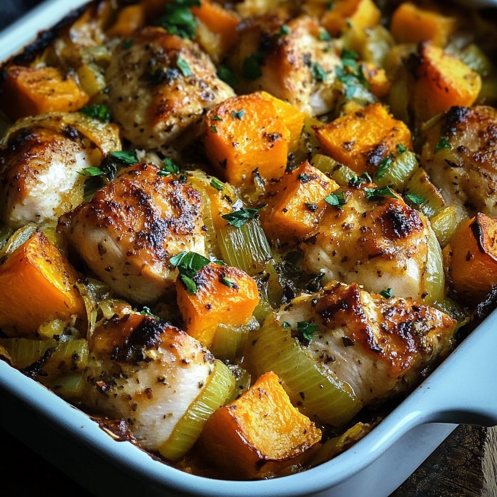 Chicken Leek & Butternut Squash Bake